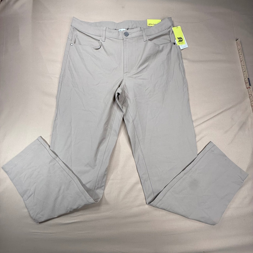 All in Motion Mens 360 Lifestyle Twill Pants Tan 34x32 Water Resistant Stretch
